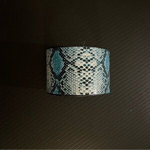 Blue and Black Snake Print Cuff Bracelet
